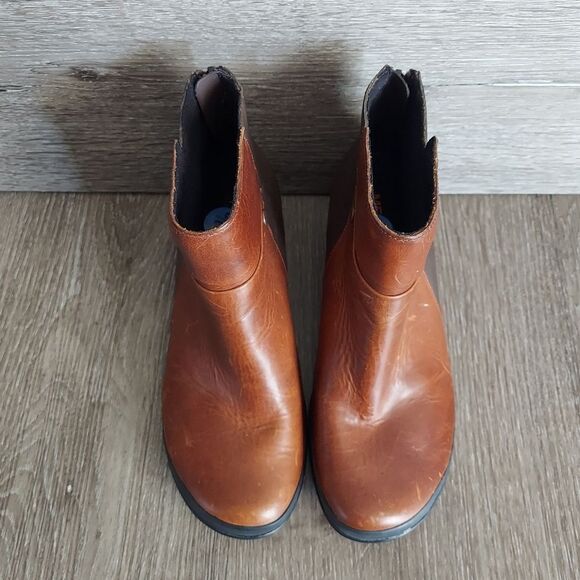 Merrell Veranda 2-tone Brown Leather Back Zip Up Ankle Mid Boots Women's 6.5 - Picture 3 of 10